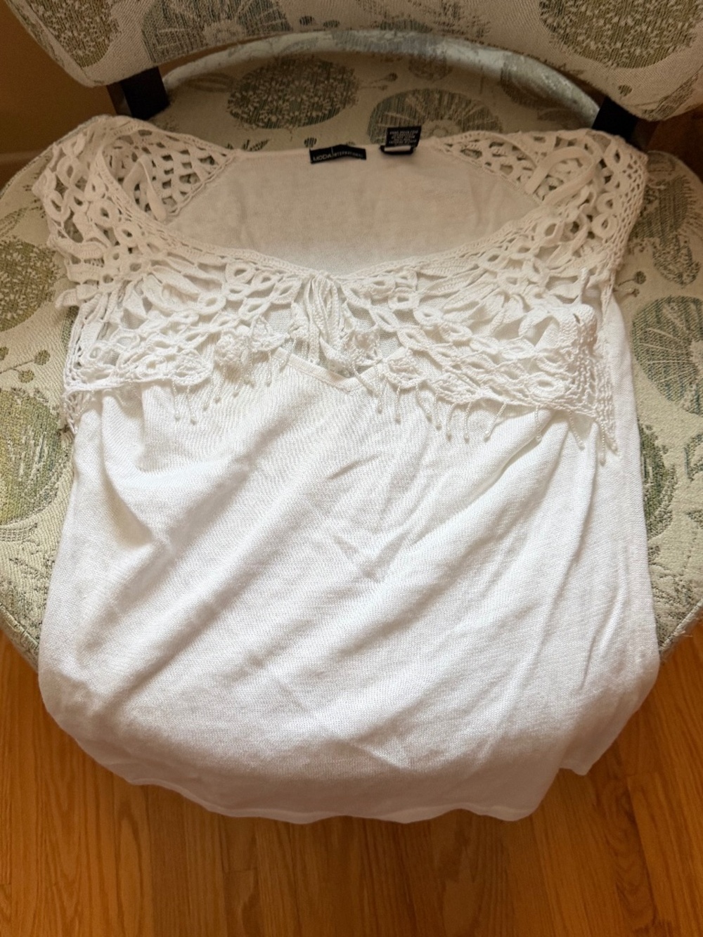 Moda International White Tank with Knitted Overlay - large